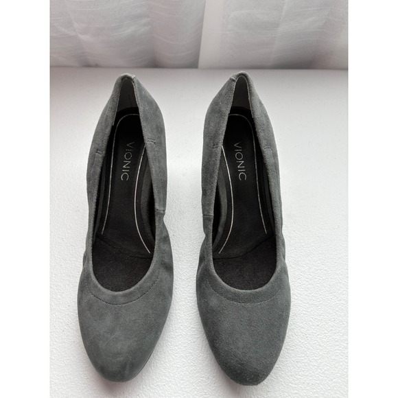 Vionic Gray Suede Wedge Heel Comfortable Everyday Shoes US 6 - Picture 2 of 6